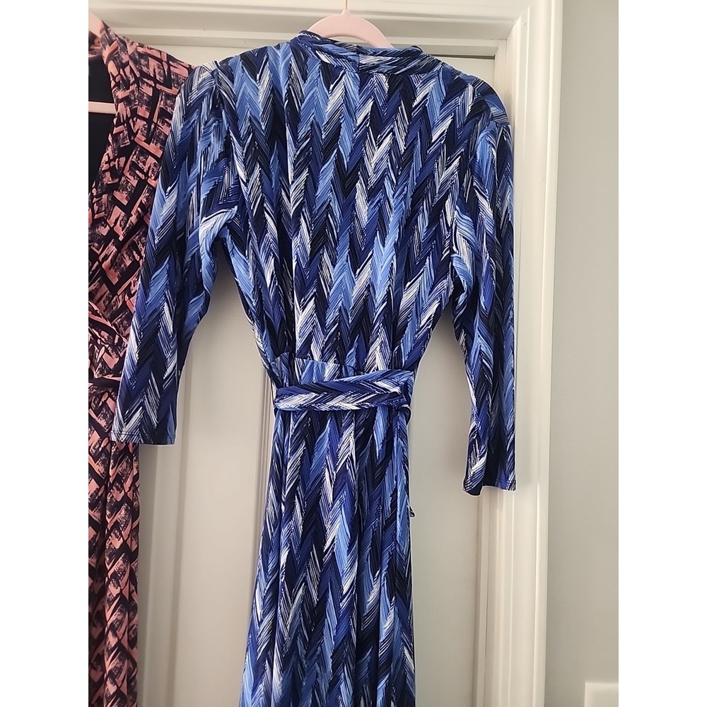 Liz Claiborne Neck Faux Wrap Dress Tie Belt Stretch Office Modest Corporate Lot - Picture 11 of 16